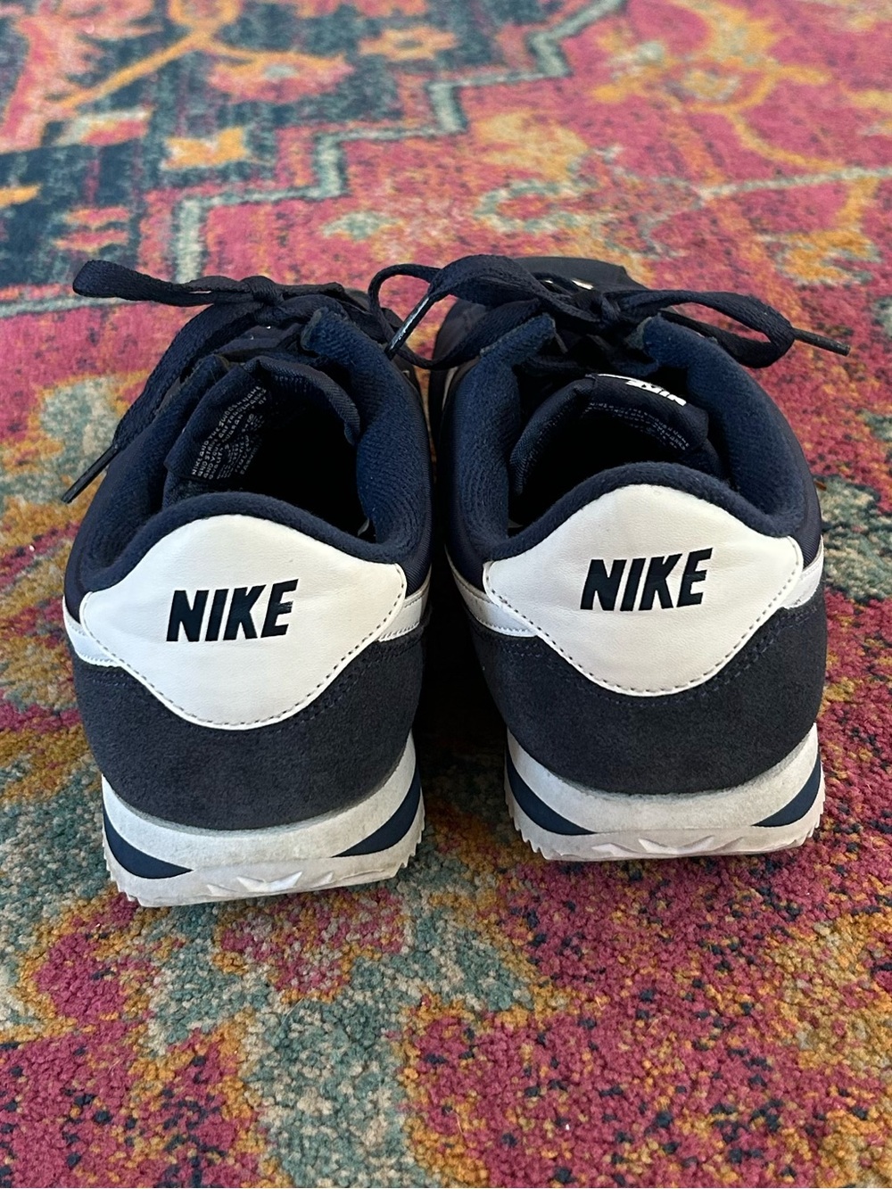 Nike | Women’s Navy Blue Canvas/Suede Lace Up Cortez Sneakers White Swoosh 8.5 - Picture 13 of 16